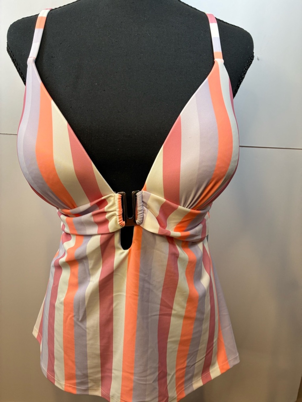 Arizona Jeans Co Mynah Striped Tankini Top NWT Size XXL Push-Up Swim Top